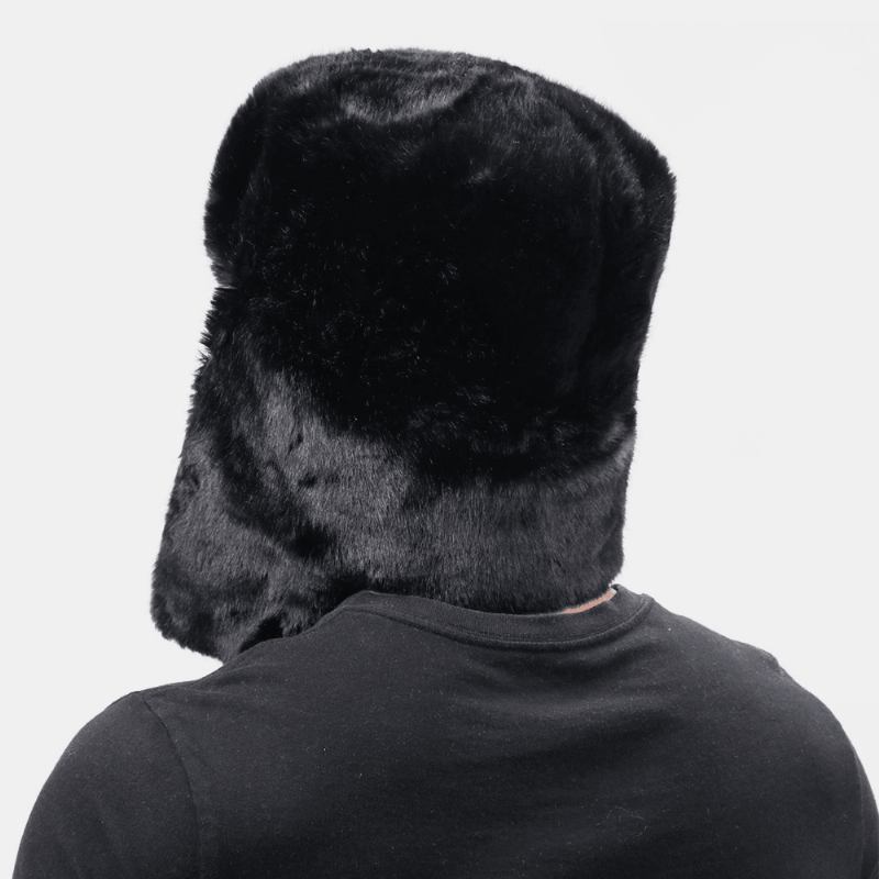 Unisex Plus Sammet Sovjetisk Märke Varm Vindtät Öronlappar Skydd Utomhus Trapper Hatt Ushanka Hatt