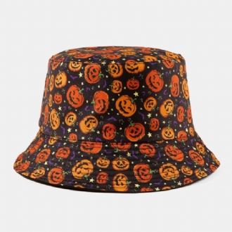 Unisex Pumpkin Ghost Skull Mönster Bucket Hat Casual Rolig Hopfällbar Solskyddshatt