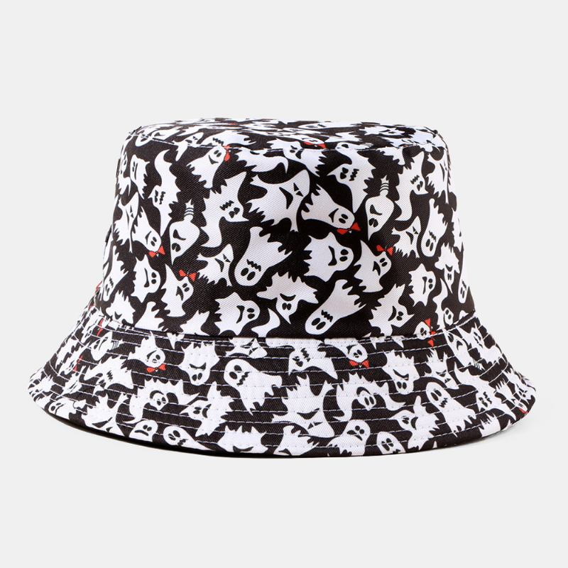 Unisex Pumpkin Ghost Skull Mönster Bucket Hat Casual Rolig Hopfällbar Solskyddshatt