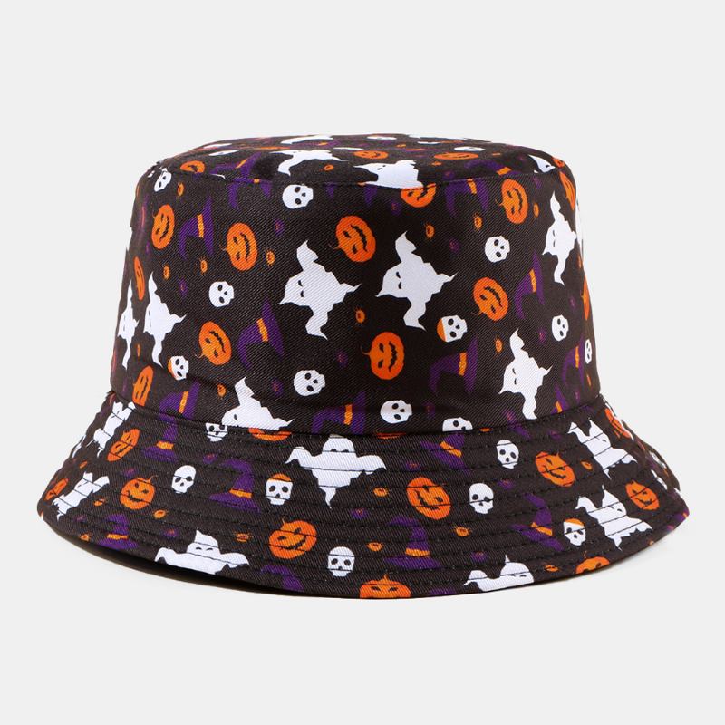 Unisex Pumpkin Ghost Skull Mönster Bucket Hat Casual Rolig Hopfällbar Solskyddshatt