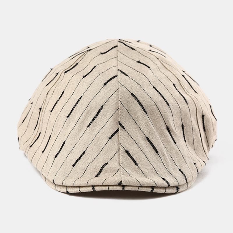 Unisex Randig Baskermössa Bomull Justerbar Casual Forward Hat Octagonal Hat