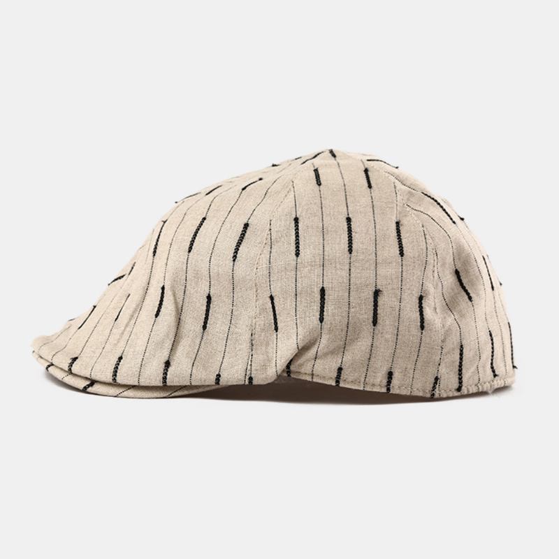 Unisex Randig Baskermössa Bomull Justerbar Casual Forward Hat Octagonal Hat