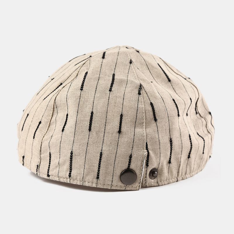 Unisex Randig Baskermössa Bomull Justerbar Casual Forward Hat Octagonal Hat