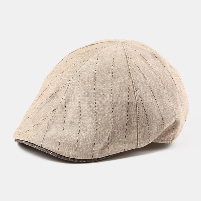 Unisex Randig Baskermössa Bomull Justerbar Casual Forward Hat Octagonal Hat