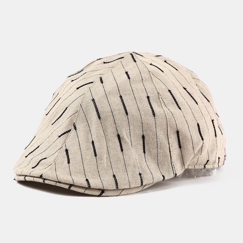 Unisex Randig Baskermössa Bomull Justerbar Casual Forward Hat Octagonal Hat