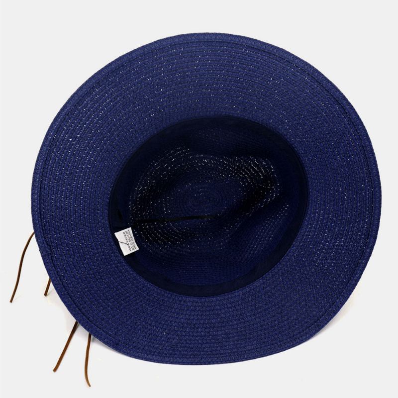 Unisex Solkräm Resor Strandsolhatt Elegant Seaside Bred Brätte Jazz Hat Straw Hat