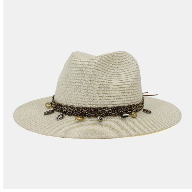 Unisex Solkräm Resor Strandsolhatt Elegant Seaside Bred Brätte Jazz Hat Straw Hat