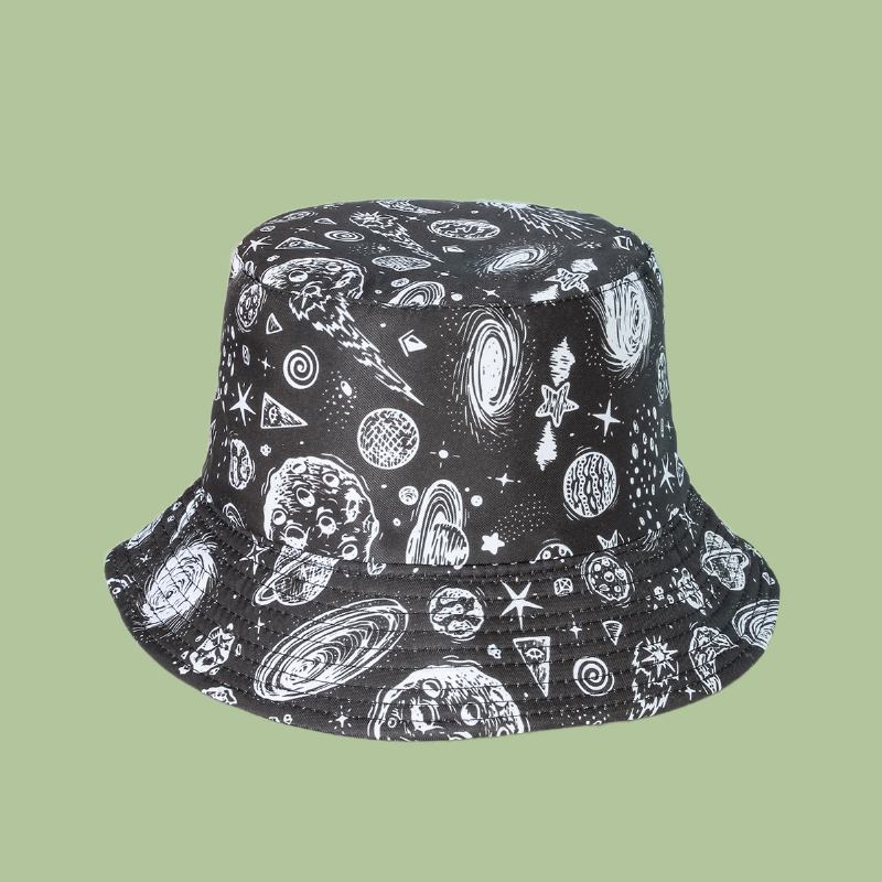 Unisex Starry Sky Bucket Hat Bomull Dubbelsidig Bred Brätte Wild Outdoor Sunshade Beach Hat