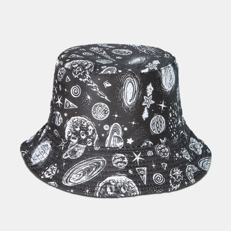 Unisex Starry Sky Bucket Hat Bomull Dubbelsidig Bred Brätte Wild Outdoor Sunshade Beach Hat