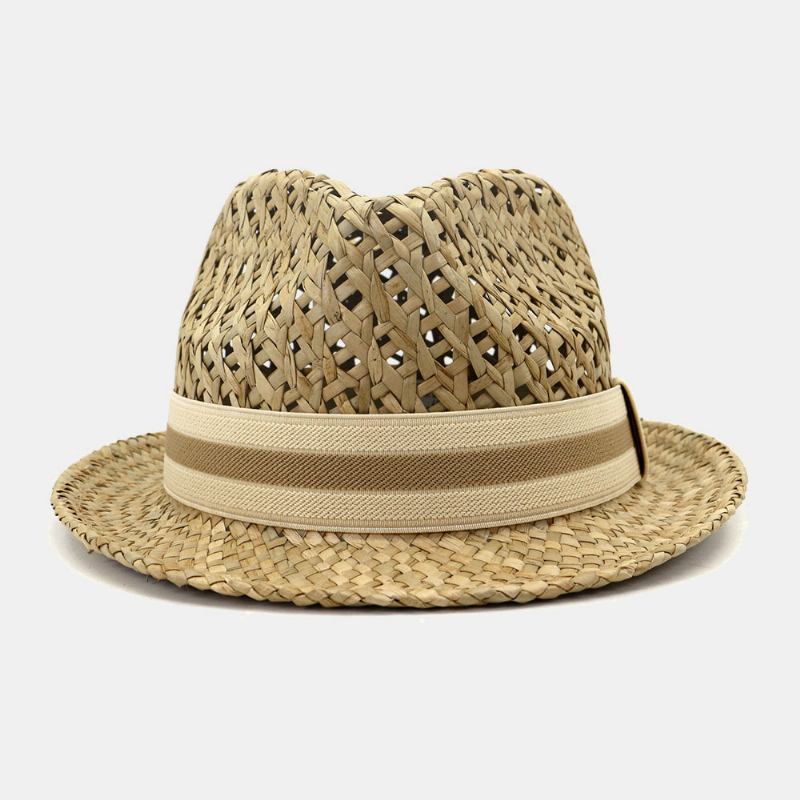 Unisex Sunscreen Rese Solhatt Brittisk Stil Elegant Seaside Jazz Hat Halmhatt