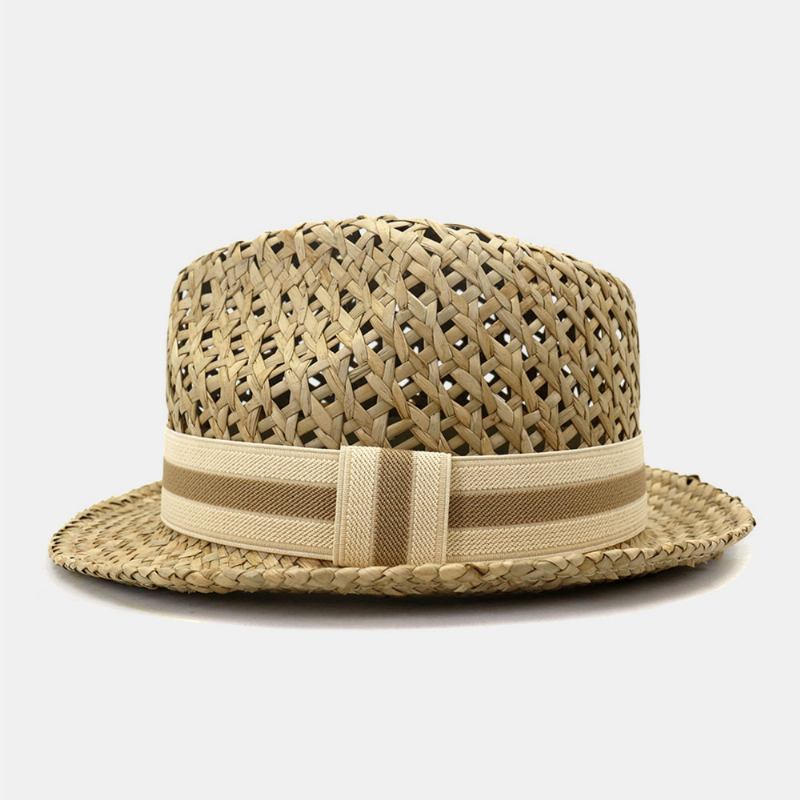 Unisex Sunscreen Rese Solhatt Brittisk Stil Elegant Seaside Jazz Hat Halmhatt