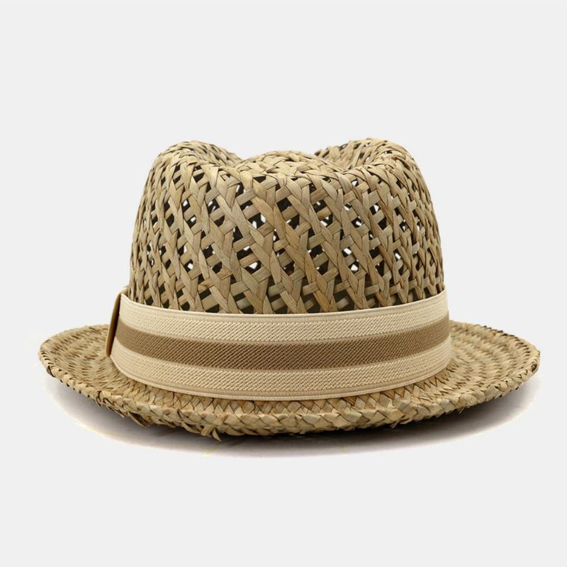 Unisex Sunscreen Rese Solhatt Brittisk Stil Elegant Seaside Jazz Hat Halmhatt