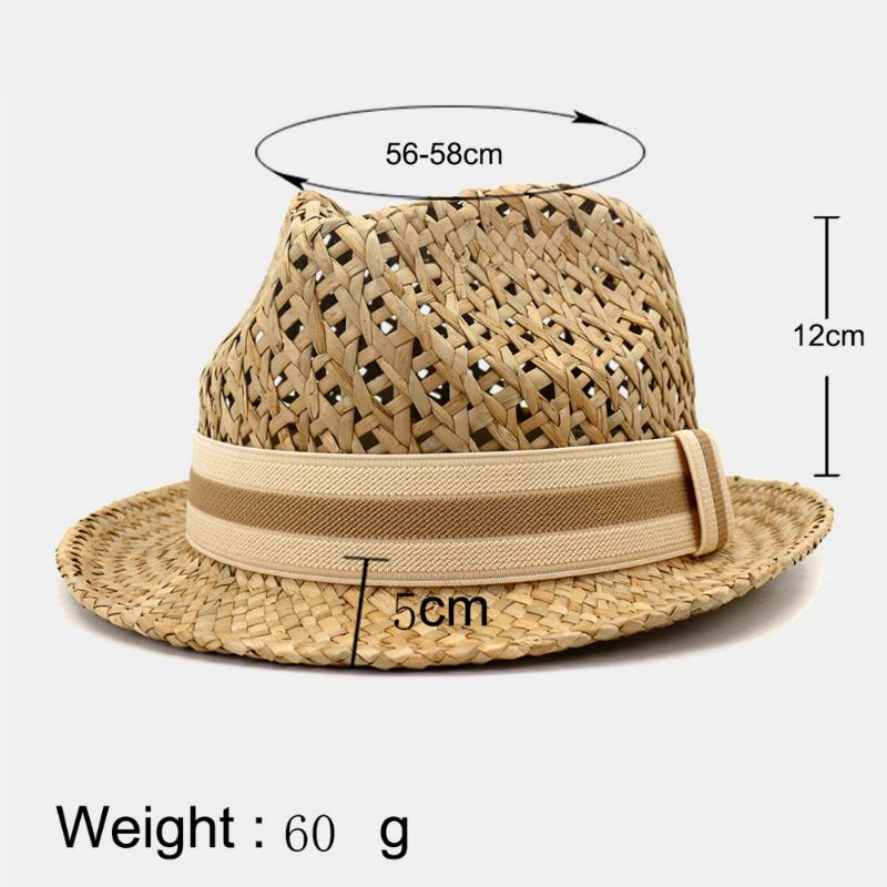 Unisex Sunscreen Rese Solhatt Brittisk Stil Elegant Seaside Jazz Hat Halmhatt