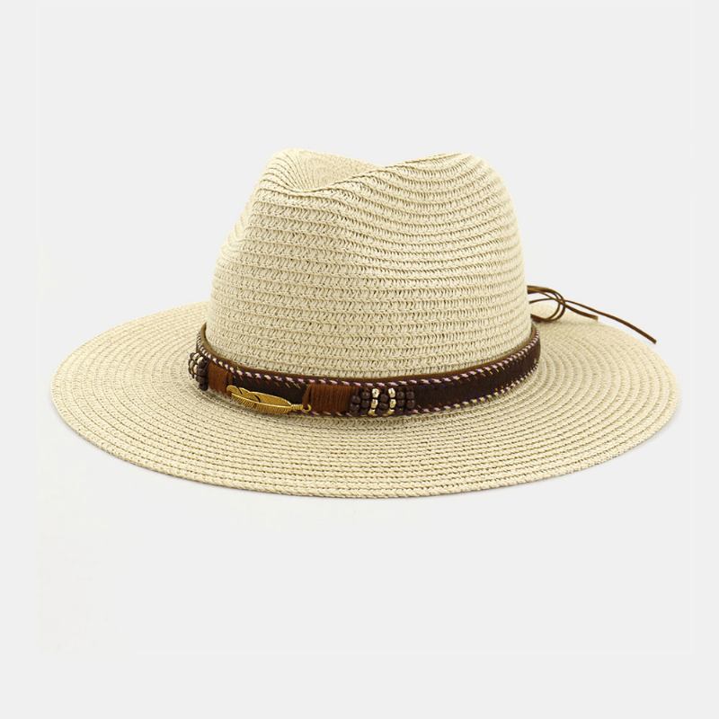 Unisex Sunscreen Rese Solhatt Elegant Seaside Jazz Hat Halmhatt