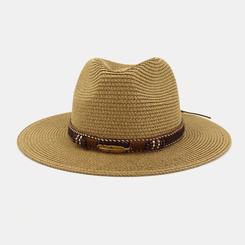 Unisex Sunscreen Rese Solhatt Elegant Seaside Jazz Hat Halmhatt