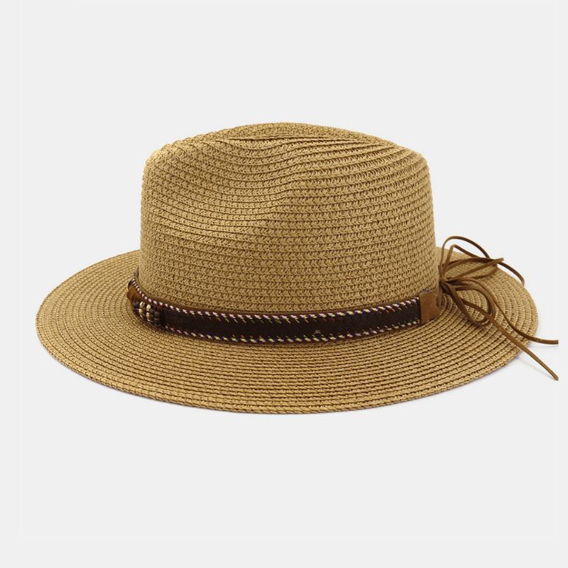 Unisex Sunscreen Rese Solhatt Elegant Seaside Jazz Hat Halmhatt