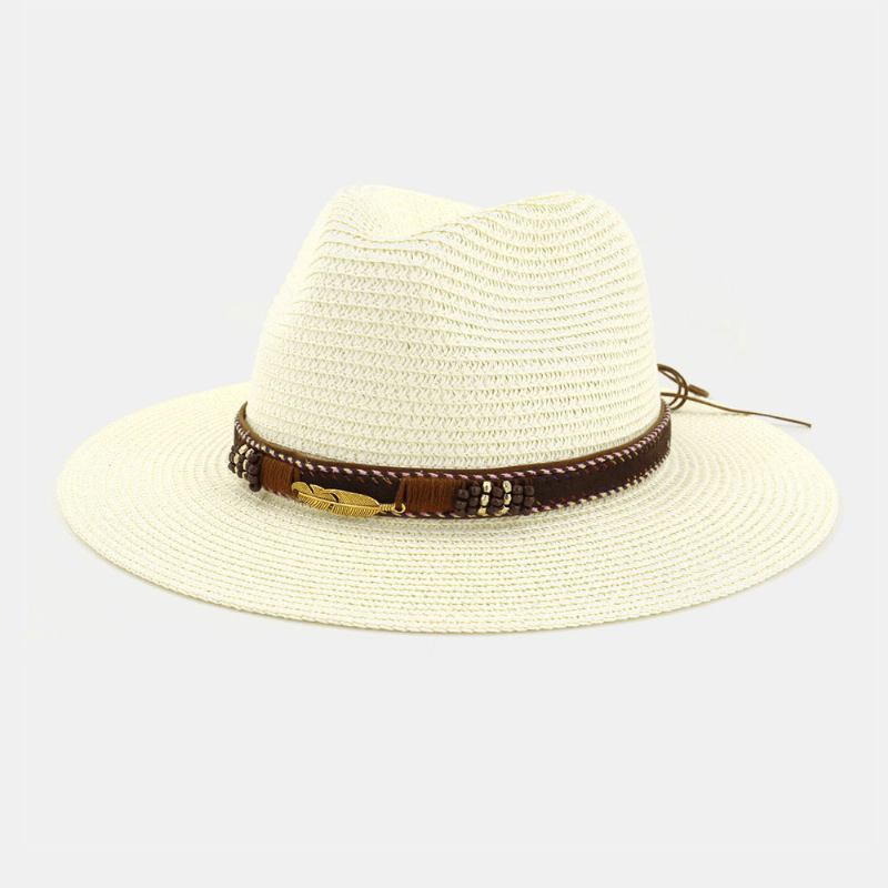 Unisex Sunscreen Rese Solhatt Elegant Seaside Jazz Hat Halmhatt