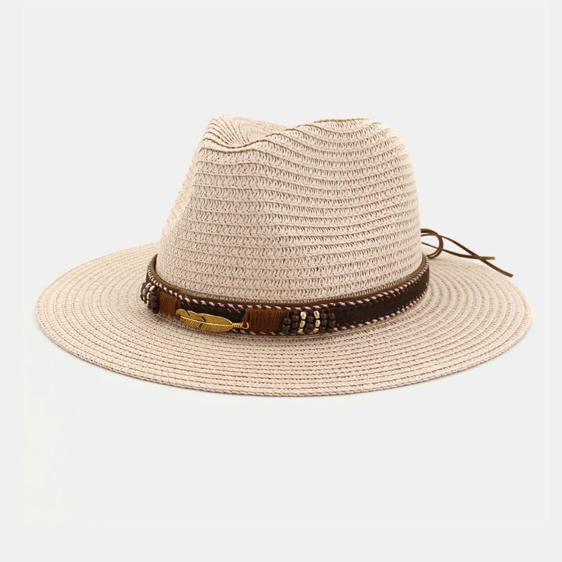 Unisex Sunscreen Rese Solhatt Elegant Seaside Jazz Hat Halmhatt