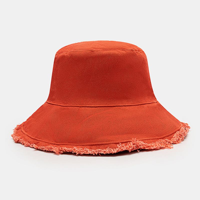 Unisex Tvättad Bomull Brevmönster Broderi Patch Grova Kanter All-match Sunscreen Bucket Hat