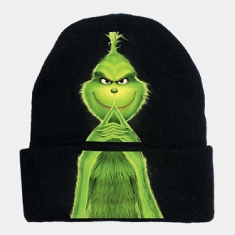 Unisex Ull Varm Vindtät Solskydd Jul Grönt Hår Monster Utskrift Stickad Mössa Mössa