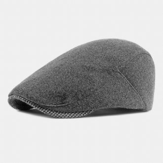 Unisex Vanligt Filt Baskrar Hasp Justerbar Brittisk Retro Enkel Framåt Hatt Flat Hat Driver Hat