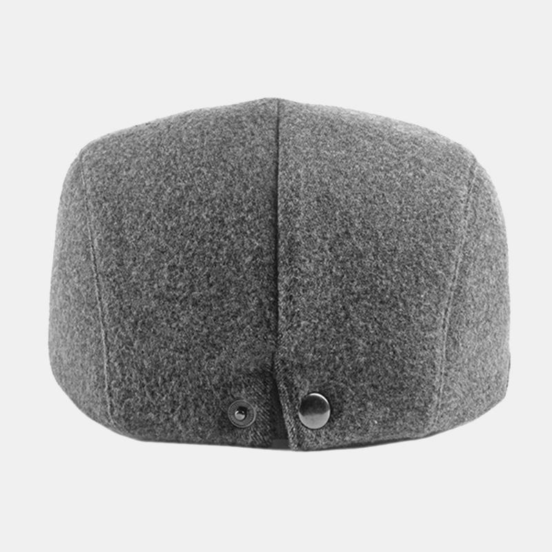 Unisex Vanligt Filt Baskrar Hasp Justerbar Brittisk Retro Enkel Framåt Hatt Flat Hat Driver Hat