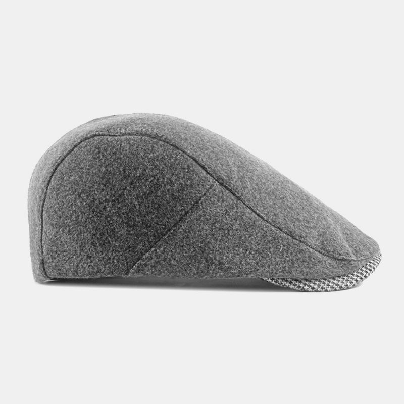 Unisex Vanligt Filt Baskrar Hasp Justerbar Brittisk Retro Enkel Framåt Hatt Flat Hat Driver Hat