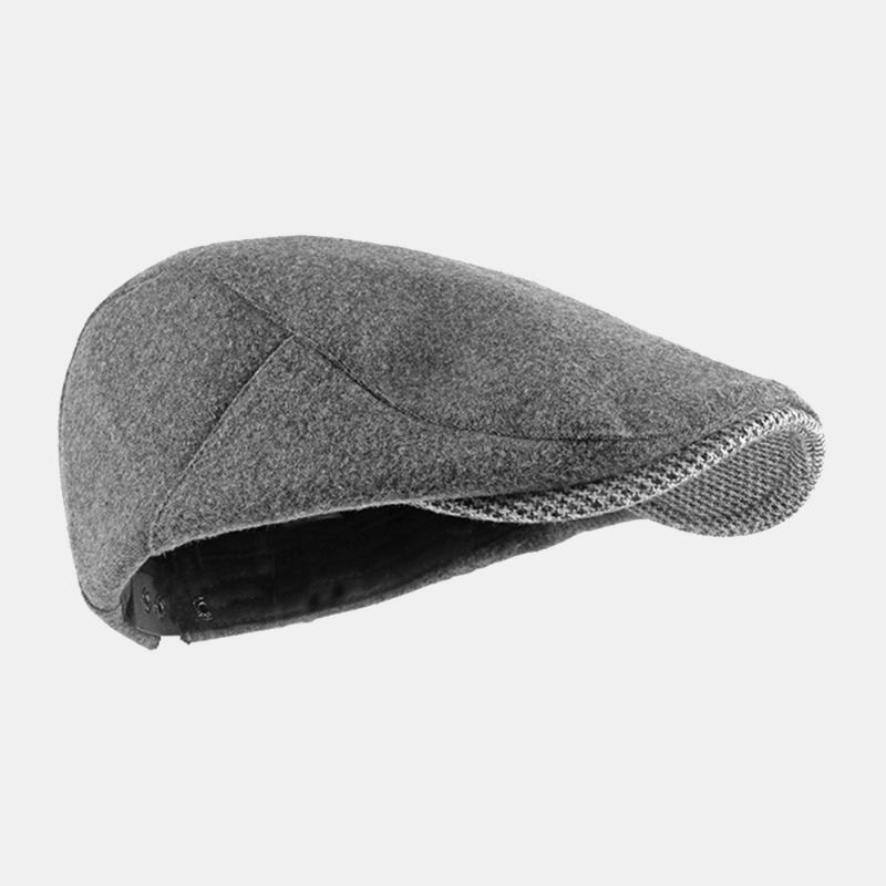 Unisex Vanligt Filt Baskrar Hasp Justerbar Brittisk Retro Enkel Framåt Hatt Flat Hat Driver Hat