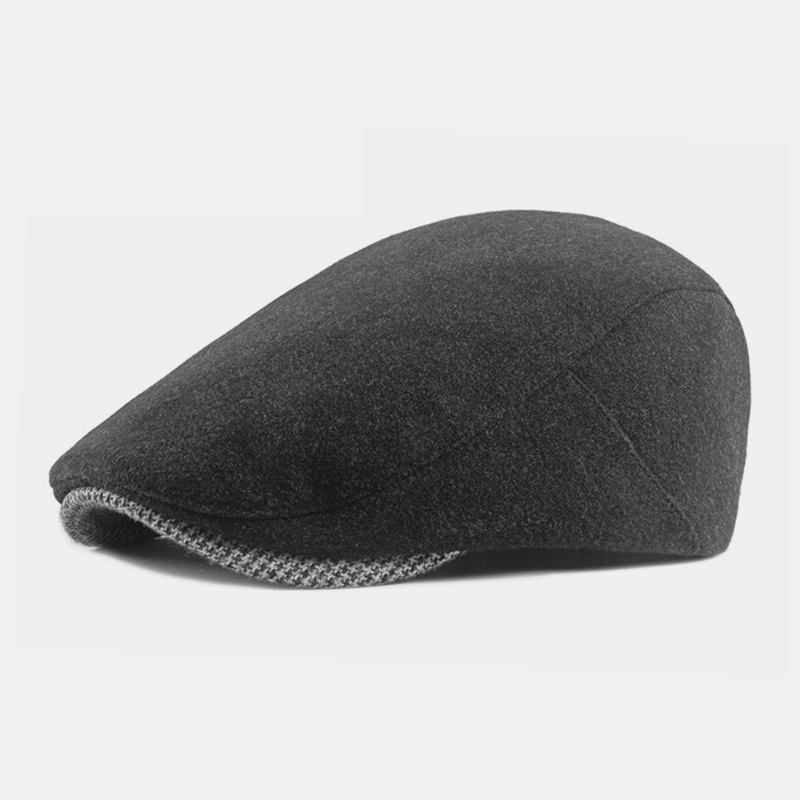 Unisex Vanligt Filt Baskrar Hasp Justerbar Brittisk Retro Enkel Framåt Hatt Flat Hat Driver Hat