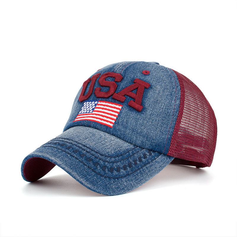 Unisex Vintage Patriotic Baseballkeps Snygg Nödställd Amerikansk Flagghatt