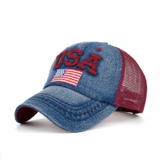 Unisex Vintage Patriotic Baseballkeps Snygg Nödställd Amerikansk Flagghatt