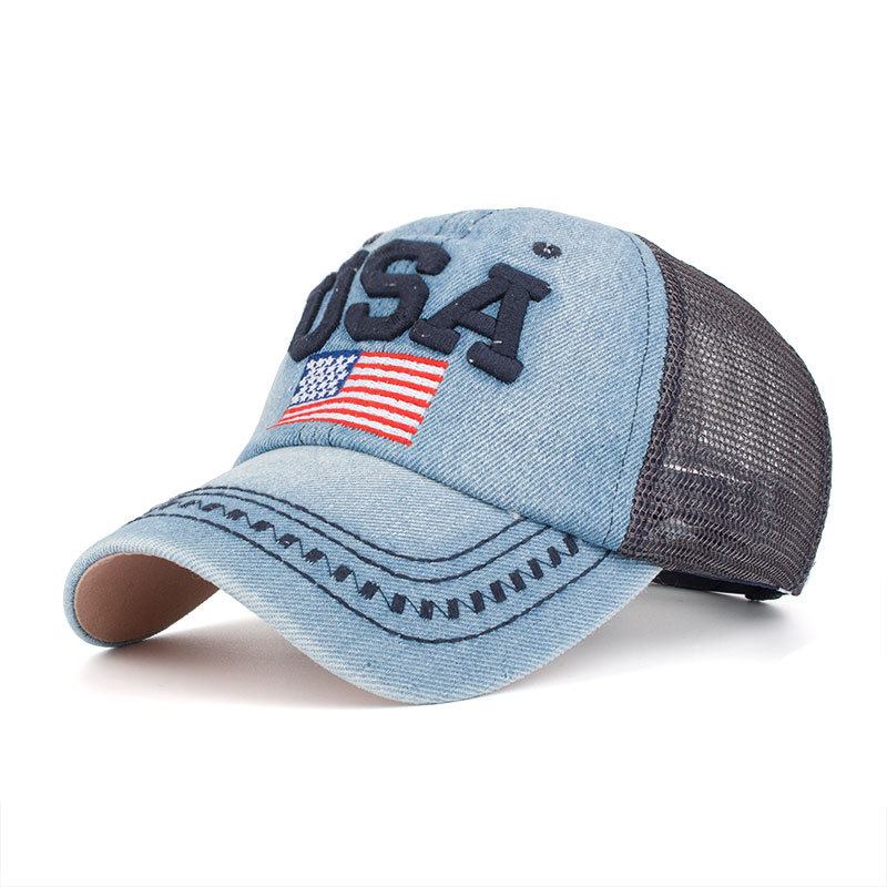 Unisex Vintage Patriotic Baseballkeps Snygg Nödställd Amerikansk Flagghatt