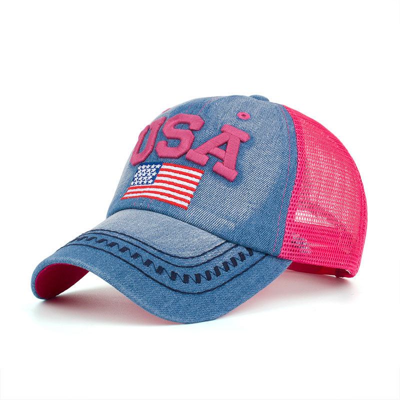 Unisex Vintage Patriotic Baseballkeps Snygg Nödställd Amerikansk Flagghatt