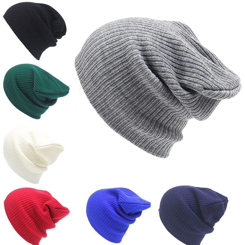 Vinter Casual Stickad Varm Skullies Beanies Mössor Hög Elastisk Män Dam Hatt