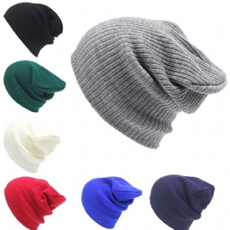 Vinter Casual Stickad Varm Skullies Beanies Mössor Hög Elastisk Män Dam Hatt