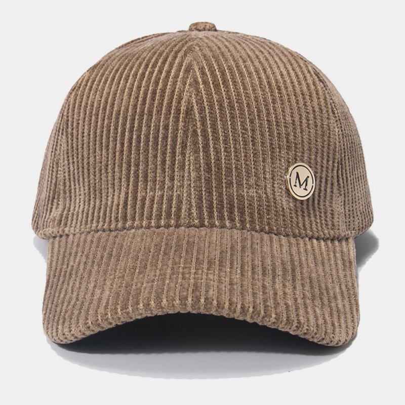 Womne Corduroy Warm M Badge Solskydd All-match Casual Baseballhatt