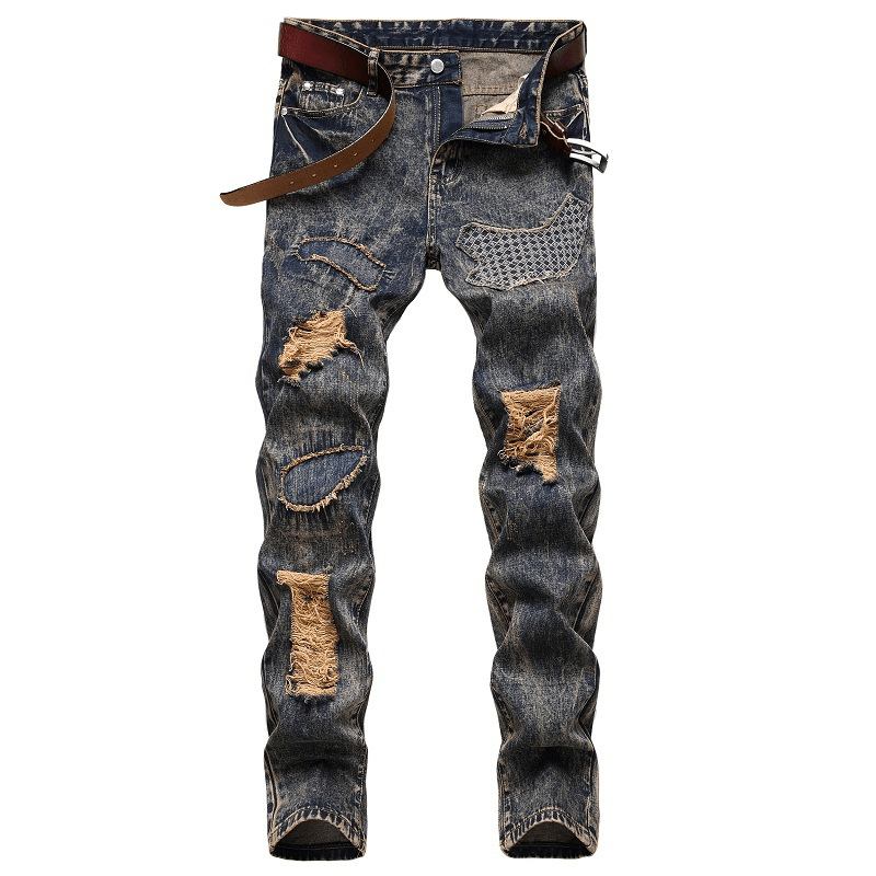 2023 Ny Mode Herr Jeans Med Slitna Hål I Bomull Casual Slim Skinny Vita Svarta Jeans Herr Byxor Casual Herr Hip Hop Jeansbyxor