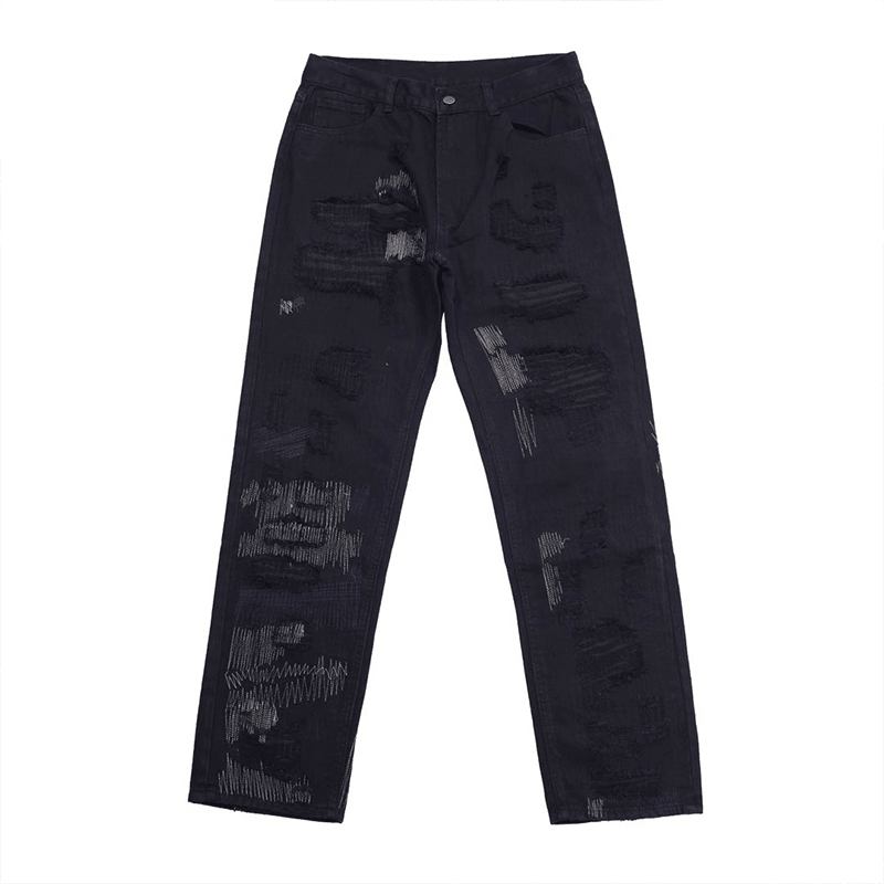 7tt Original National Chaogao Street Cut Loose Raka Jeans Herr Breda Ben Hög Midja Mångsidiga Fritidsbyxor