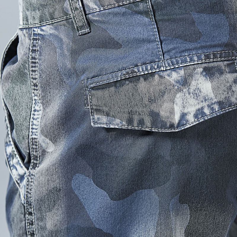 Casual Camo Multi Pockets Joggerbyxor Korta Jeans