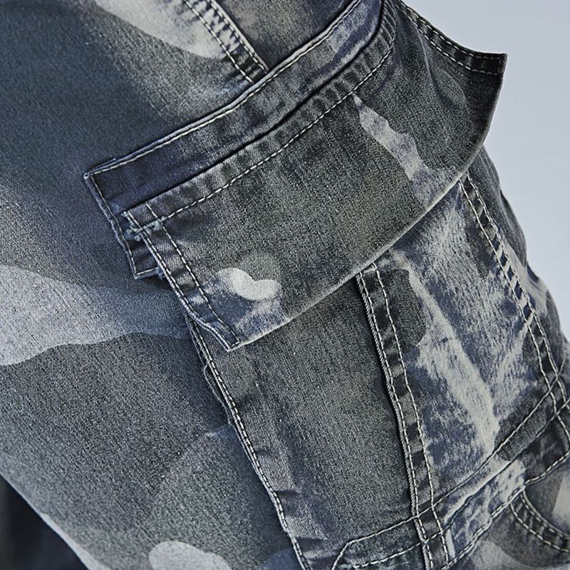 Casual Camo Multi Pockets Joggerbyxor Korta Jeans