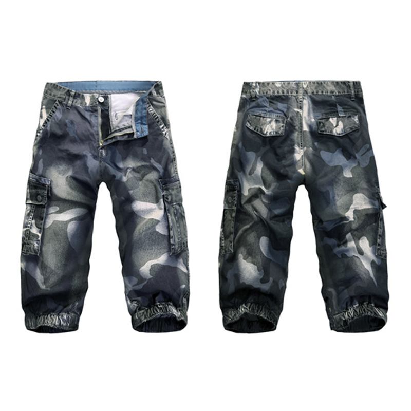 Casual Camo Multi Pockets Joggerbyxor Korta Jeans