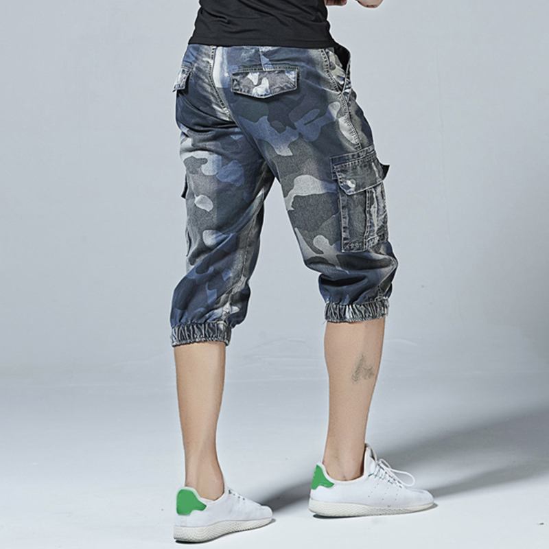 Casual Camo Multi Pockets Joggerbyxor Korta Jeans