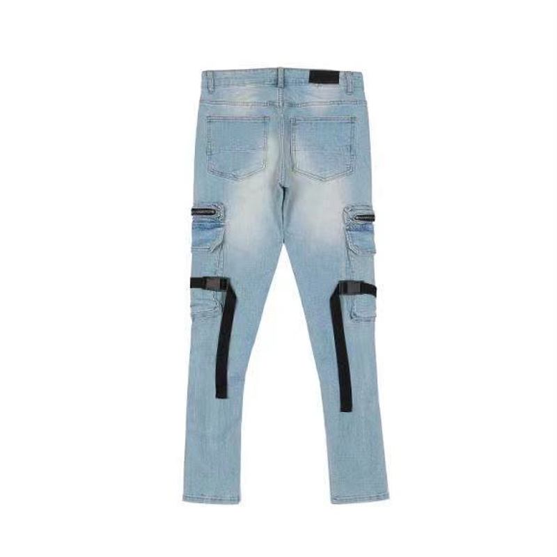 Förstörda Dragkedjor Tvättade Distressed Jeans