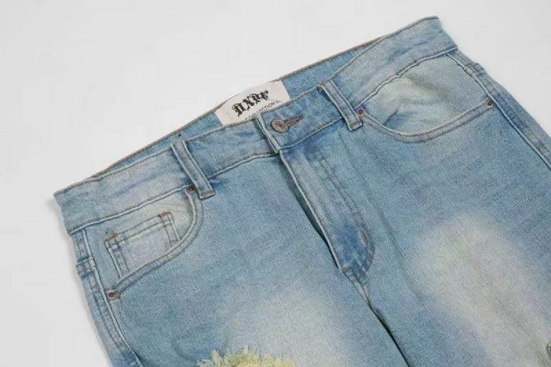 Förstörda Dragkedjor Tvättade Distressed Jeans