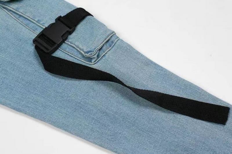 Förstörda Dragkedjor Tvättade Distressed Jeans