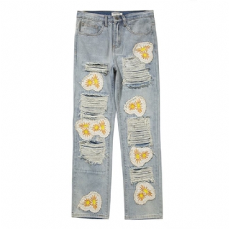 High Street Heavy Hole Patch Broderade Jeans