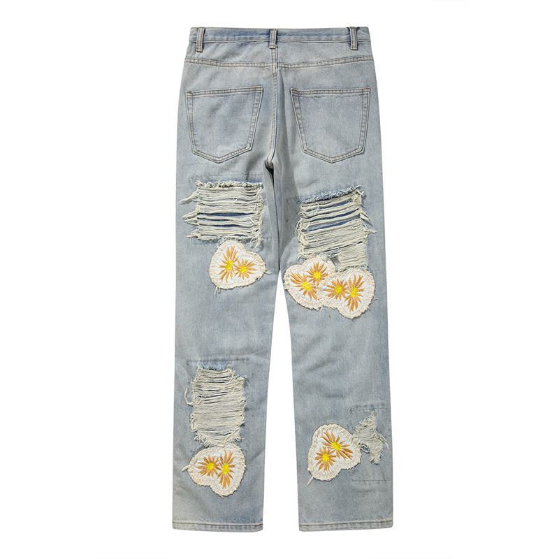 High Street Heavy Hole Patch Broderade Jeans