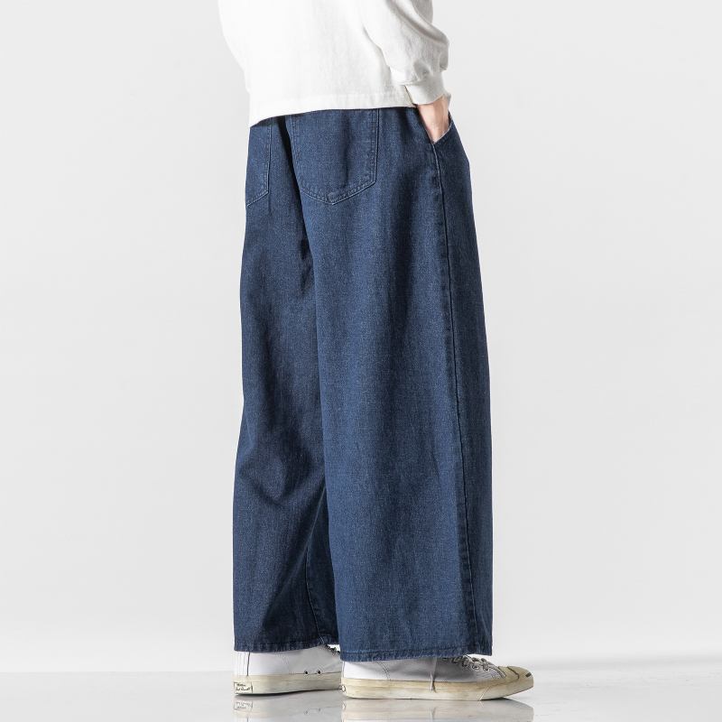 Jeans För Män Plus Storlek Kinesisk Stil Casual Byxor Med Vida Ben