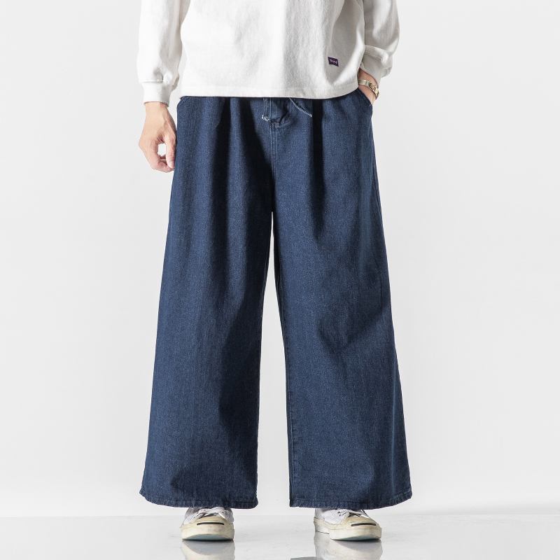 Jeans För Män Plus Storlek Kinesisk Stil Casual Byxor Med Vida Ben