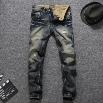 Jeans För Män Vintage Retrostil Slim Fit Rippede Jeans Homme Balplein Brand Jeans Herr Cotton Denim Biker